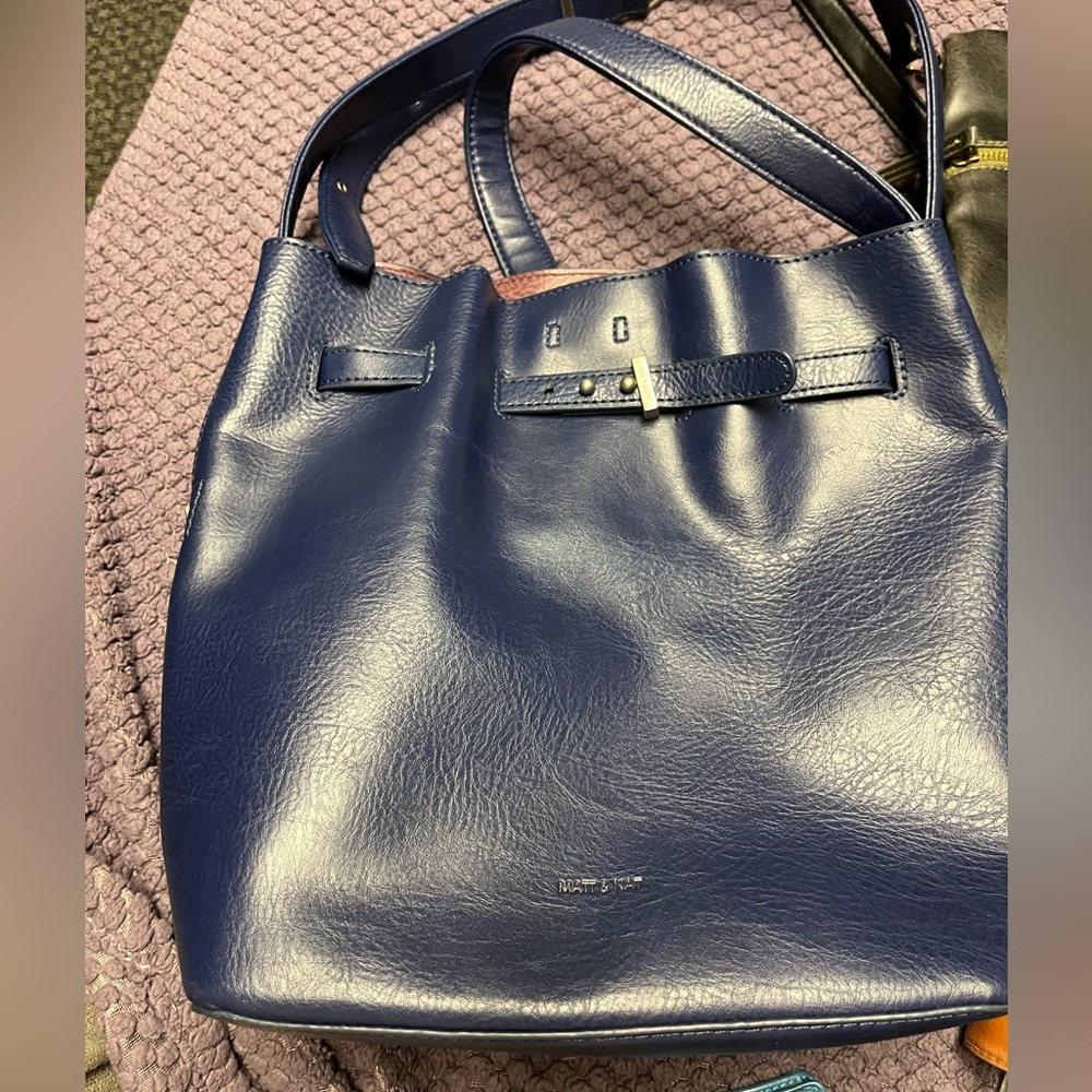 Matt & Nat Navy LEXI Blue Bucket Crossbody Bag